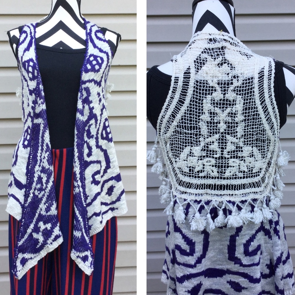 New Rain and Rose Sweater Vest Open Cardigan